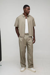 Oversized Short Sleeve Zip Through Smart Shirt