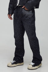 Straight Flared Rhinestone Embellished Jeans