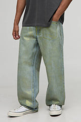 Relaxed Fit Metallic Jeans
