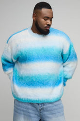 Plus Boxy Oversized Brushed Stripe Knitted Jumper