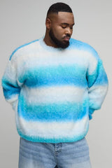 Plus Boxy Oversized Brushed Stripe Knitted Jumper
