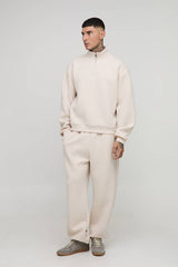 Tall Oversized Boxy Bonded Scuba Zip Funnel Neck & Oversized Jogger Tracksuit