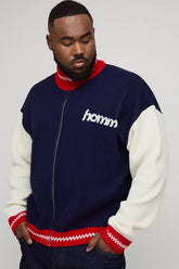 Plus Oversized Zip Up Funnel Neck Homme Knitted Jacket