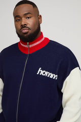 Plus Oversized Zip Up Funnel Neck Homme Knitted Jacket