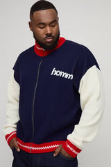 Plus Oversized Zip Up Funnel Neck Homme Knitted Jacket