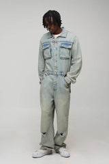 Tall Stonewash Rip and Repair Relaxed Boilersuit