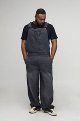 Plus Washed Grey Baggy Overalls