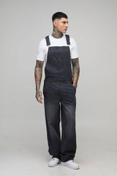 Tall Washed Grey Baggy Dungarees