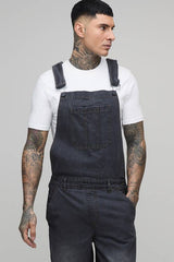 Tall Washed Grey Baggy Dungarees