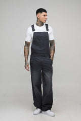 Tall Washed Grey Baggy Dungarees