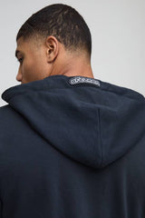 Shrunken Boxy Loopback OFCLMAN Applique Check Zip Through Hoodie
