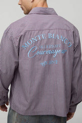 Oversized Monte Bianco Embroidered Long Sleeve Stripe Shirt