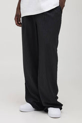 Tall Elasticated Waist Wide Leg Pinstripe Trousers