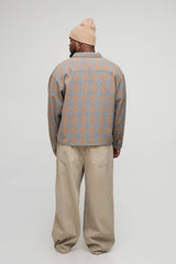 Plus Oversized Ombre Rhinestone Embellished Heavyweight Check Overshirt