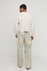 Shrunken Boxy Extended Neck Cable Knitted Jumper