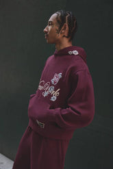 Oversized Boxy Floral Embroidered Hoodie