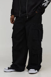 Plus Multi Cargo Pocket Overdye Baggy Jeans
