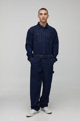 Long Sleeve Relaxed Fit Indigo Belted Boilersuit