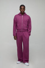 Shrunken Boxy Premium Interlock Zip Through Hoodie