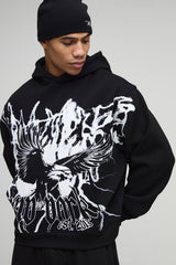 Oversized Boxy Over The Seams Eagle Graphic Hoodie