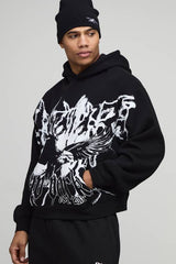 Oversized Boxy Over The Seams Eagle Graphic Hoodie