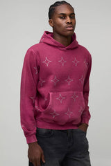 Boxy Washed All Over Rhinestone Hoodie