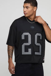 Oversized Boxy Mesh Diamante Varsity Hockey Top