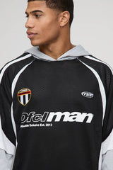 Oversized Mesh OFCLMAN Faux Sleeve Sports Top Hoodie