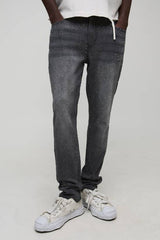 Slim Flared Clear Rhinestone Embellished Denim Jeans