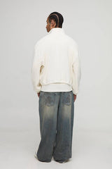 Oversized Boxy Rib Jersey Funnel Neck Track Top