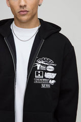 Oversized Moto Zip Through Hoodie