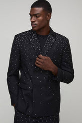 Relaxed Fit Rhinestone Embellished Suit Jacket
