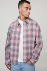 Oversized Jewel Embellished Heavyweight Check Shirt