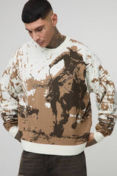 Tall Western Jacquard Oversized Jumper