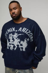Plus Brushed Embroidered Western Oversized Jumper