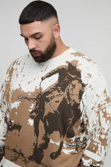 Plus Western Jacquard Oversized Jumper