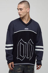Man Gothic Varsity Jacquard Knitted Hockey Sports Top