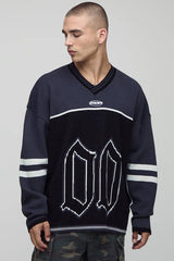 Man Gothic Varsity Jacquard Knitted Hockey Sports Top