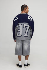 Man Varsity Jacquard Knitted Hockey Sports Top