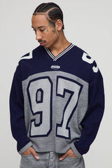 Man Varsity Jacquard Knitted Hockey Sports Top