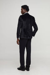 Skinny Fit Satin Lapel Velvet Blazer