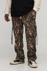 Plus Camo Print Stacked Skinny Fit Popper Hem Trouser