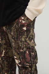 Plus Camo Print Stacked Skinny Fit Popper Hem Trouser