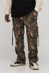 Plus Camo Print Stacked Skinny Fit Popper Hem Trouser