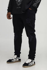 Plus Skinny Fit Rip & Repair Embroidery Denim Jeans