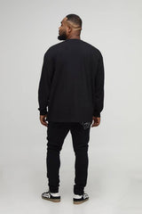 Plus Skinny Fit Rip & Repair Embroidery Denim Jeans