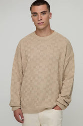 Oversized Basket Weave Knitted Jumper