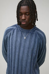 Oversized Boxy Ribbed Acid Wash Knitted Jumper