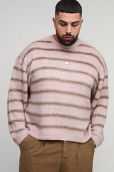 Plus Oversized Boxy Brushed Ombre Stripe Knitted Jumper