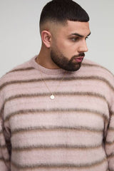 Plus Oversized Boxy Brushed Ombre Stripe Knitted Jumper